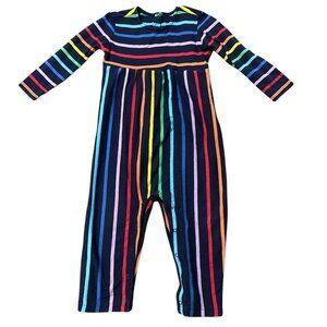 Baby long sleeve romper in rainbow stripe 12-18m